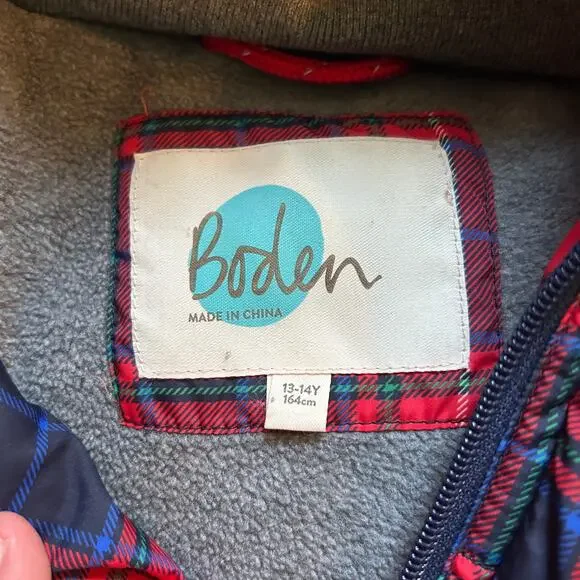 Mini Boden Plaid Puffer Coat 13-14Y - Picture 4 of 7